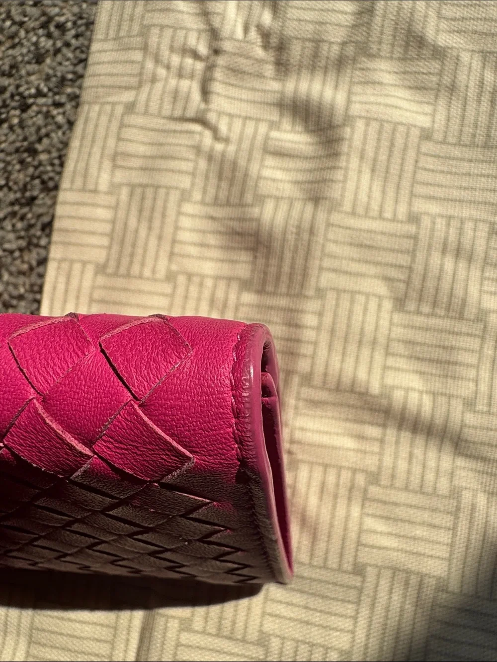 Bottega Veneta Hot Pink Intrecciato Fold-Over Wallet